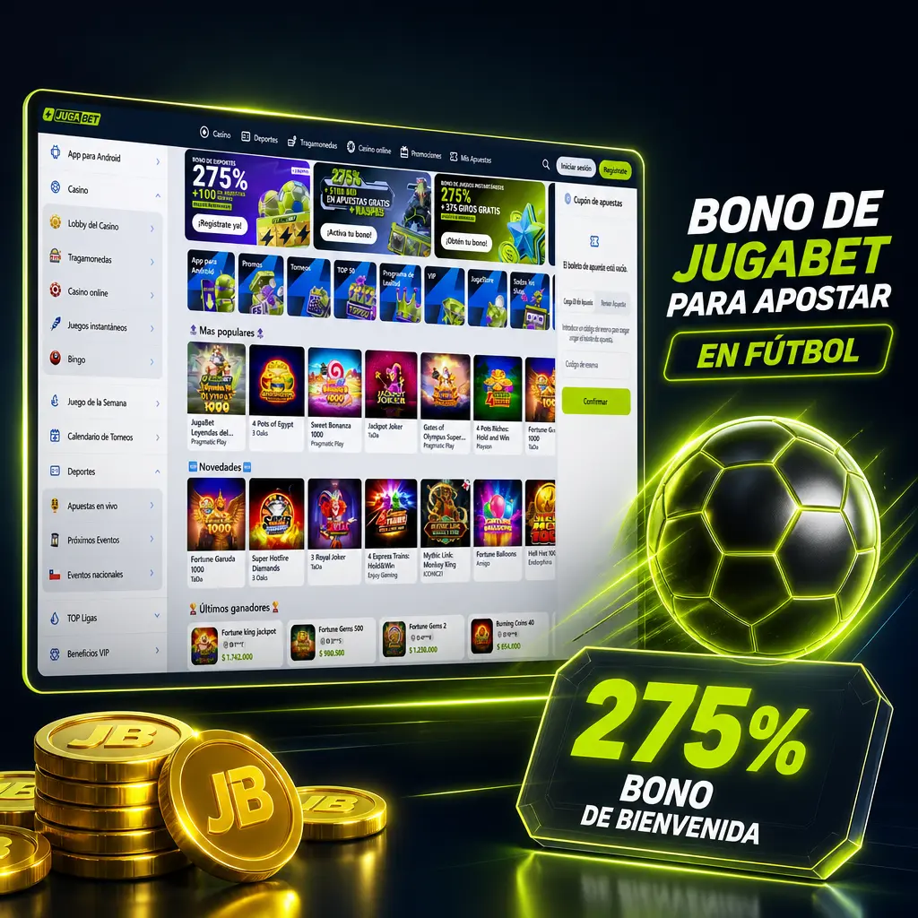 Bono de depósito Jugabet del 20% para nuevos usuarios: apuesta en fútbol con saldo extra en partidos y torneos destacados.