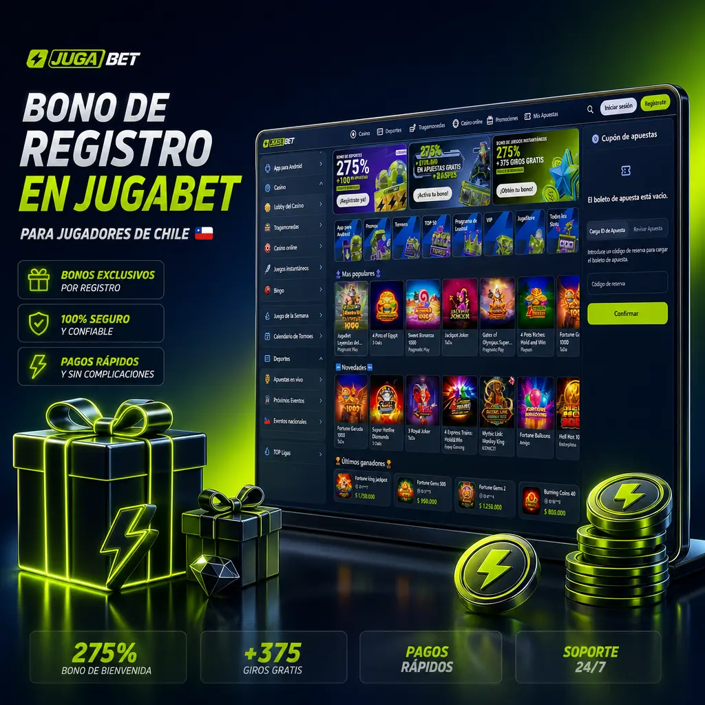 Bono de registro Jugabet Chile: 20% de bono en tu primer depósito desde CLP 5.000, acreditación automática.