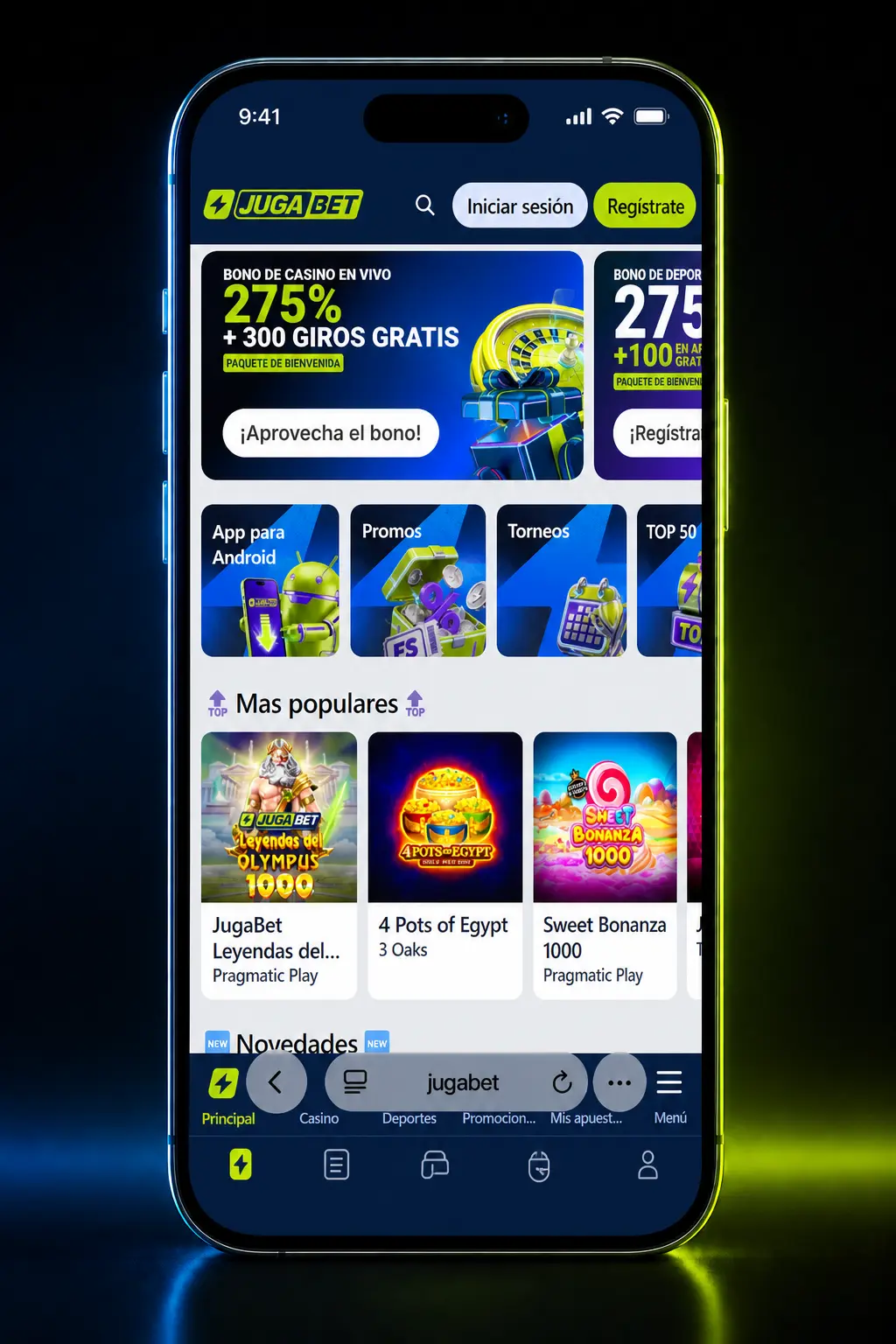 Pasos para descargar e instalar la app de Jugabet en iOS usando Safari desde un iPhone o iPad.