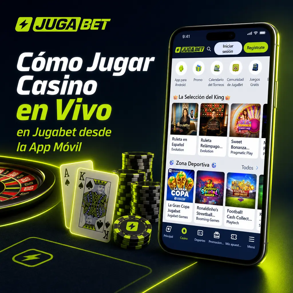 Cómo jugar casino en vivo en Jugabet desde la app móvil: acceso rápido a ruleta, blackjack, baccarat y game shows.
