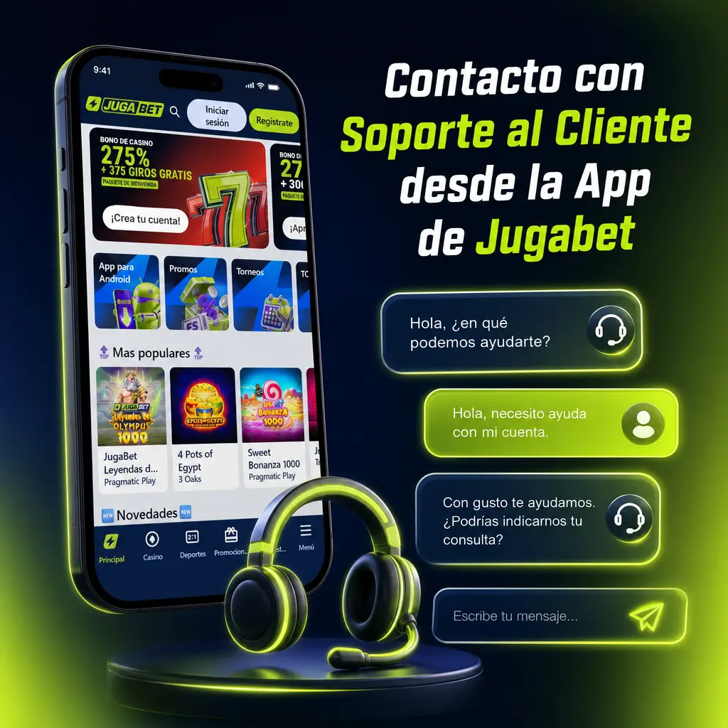 Contacto con soporte al cliente de Jugabet desde la app: chat en vivo, correo, WhatsApp y preguntas frecuentes 24/7