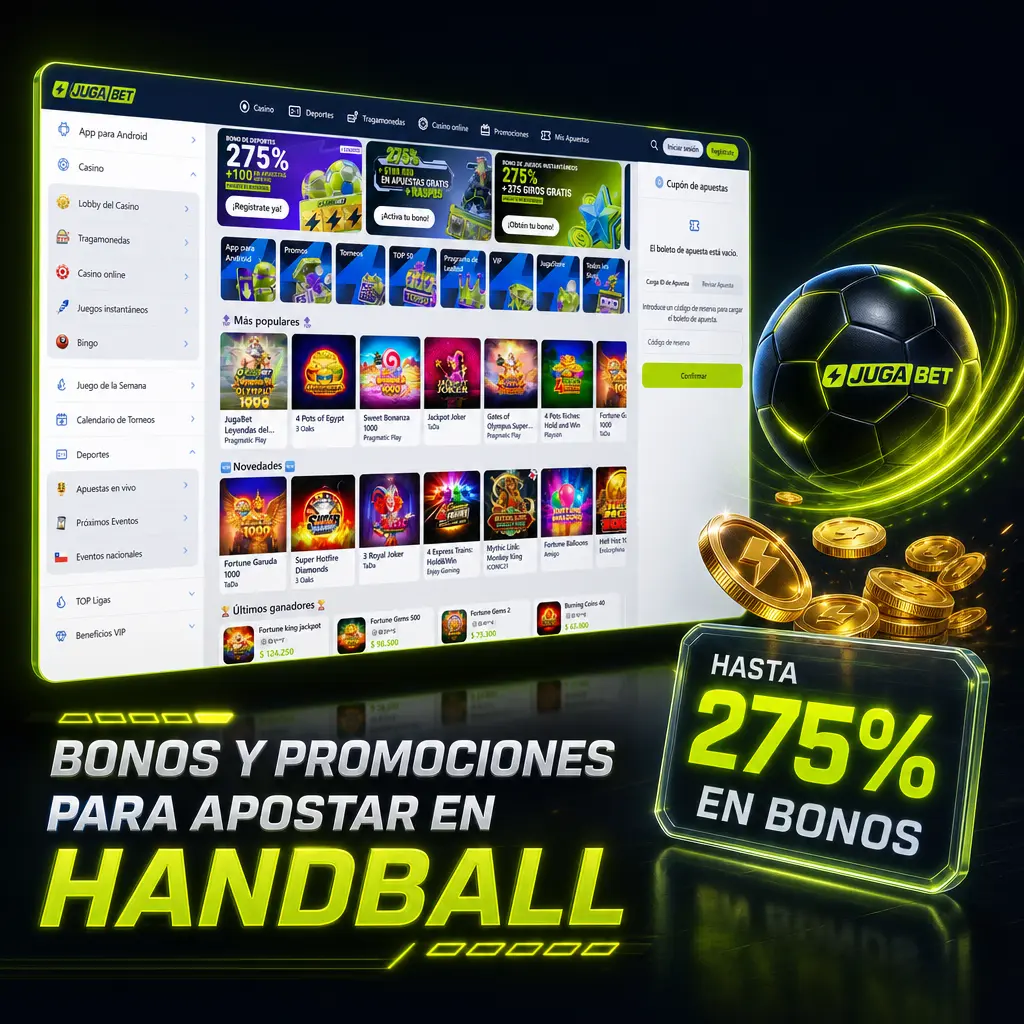 Bono de bienvenida Jugabet: 20% en depósito mínimo CLP 5.000 para apostar en Handball y otros deportes.