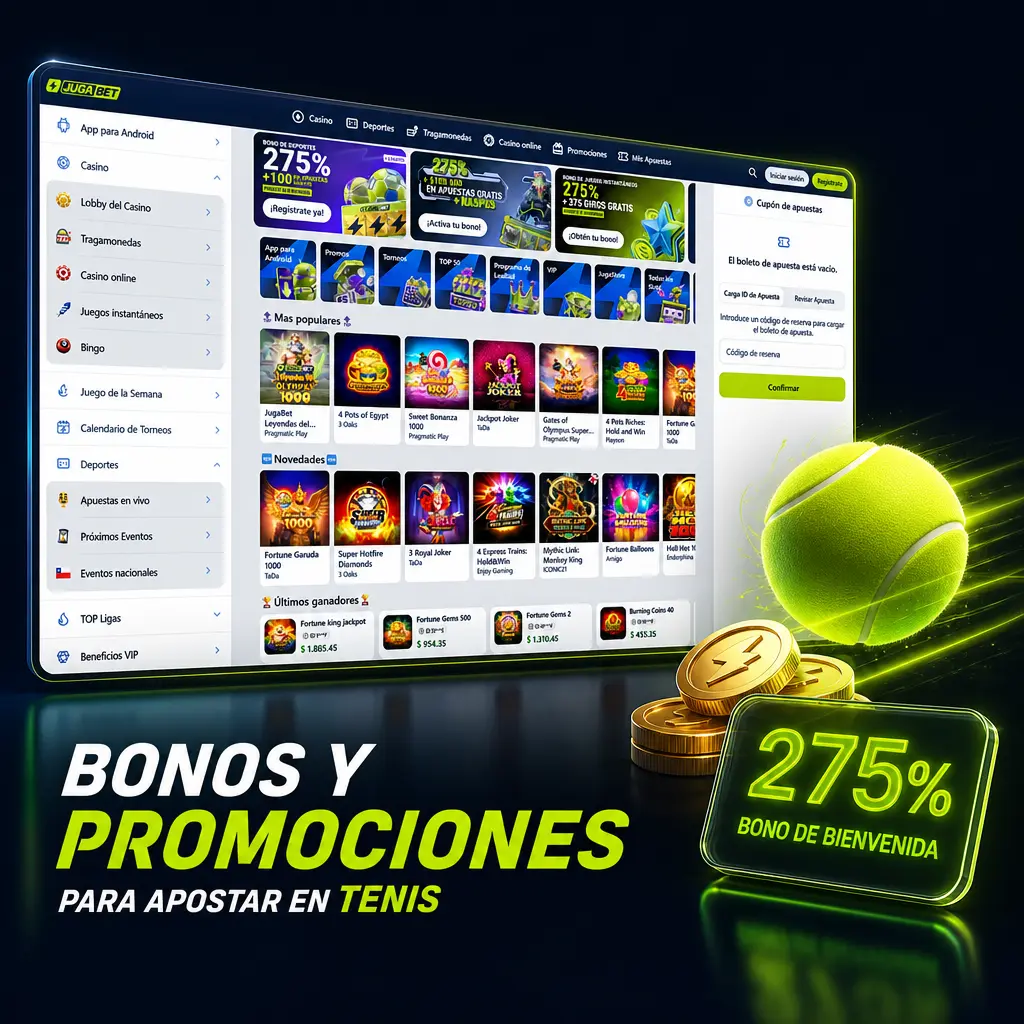 Bono de bienvenida Jugabet: 20% extra en tu primer depósito para apostar en tenis, más promociones y potenciadores de cuota.