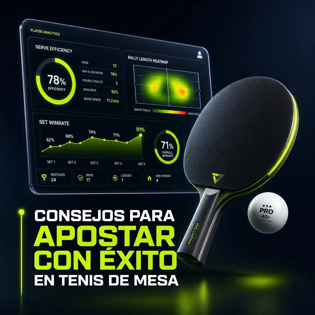 Consejos para apostar con éxito en tenis de mesa: agarre, saque, historial y gestión de banca.