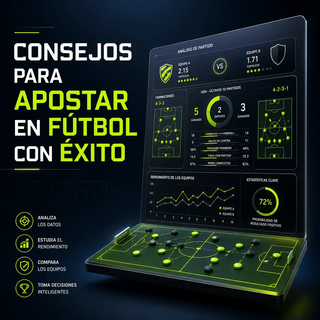 Consejos clave para apostar en fútbol con éxito: analiza estadísticas, forma reciente y gestiona tu presupuesto con Jugabet.