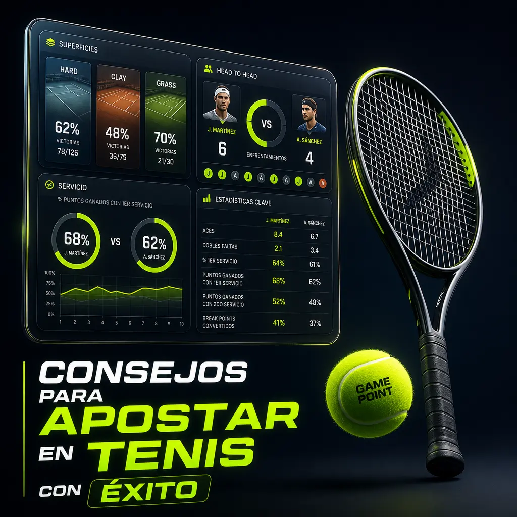 Consejos para apostar en tenis: forma reciente, historial head-to-head, superficie de cancha y gestión de bankroll en Jugabet.