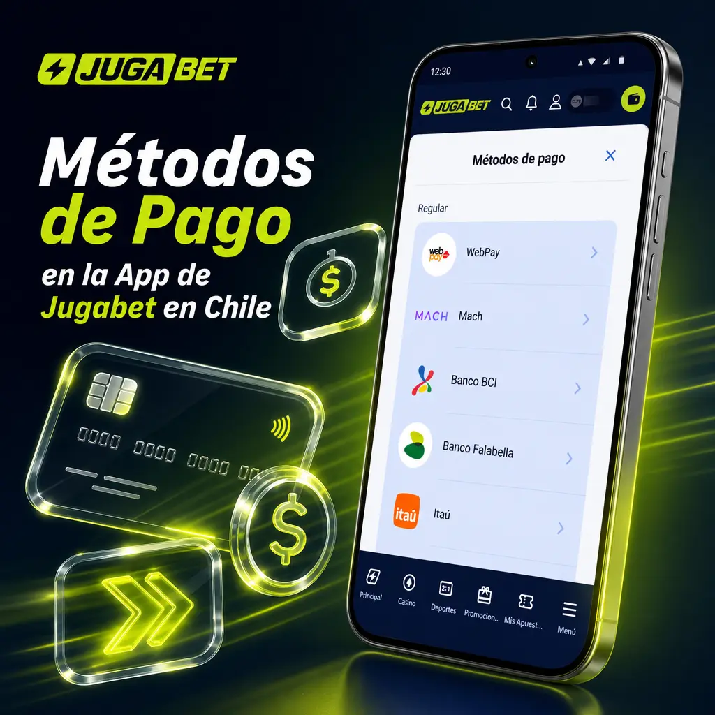 Métodos de pago en la app de Jugabet Chile: Webpay, bancos, USDT, Mach, AstroPay y Binance Pay para depósitos y retiros rápidos